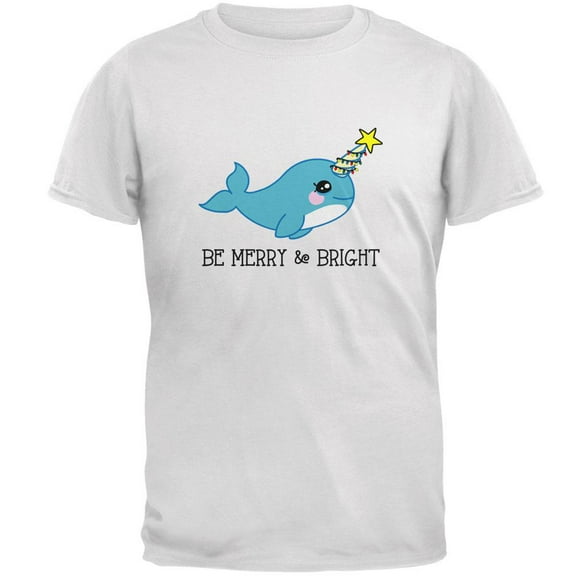 Christmas Narwhal Be Merry and Bright Mens T Shirt White LG