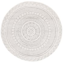 SAFAVIEH Audrey Jonie Geometric Area Rug, Grey/Ivory, 6' x 6' Round