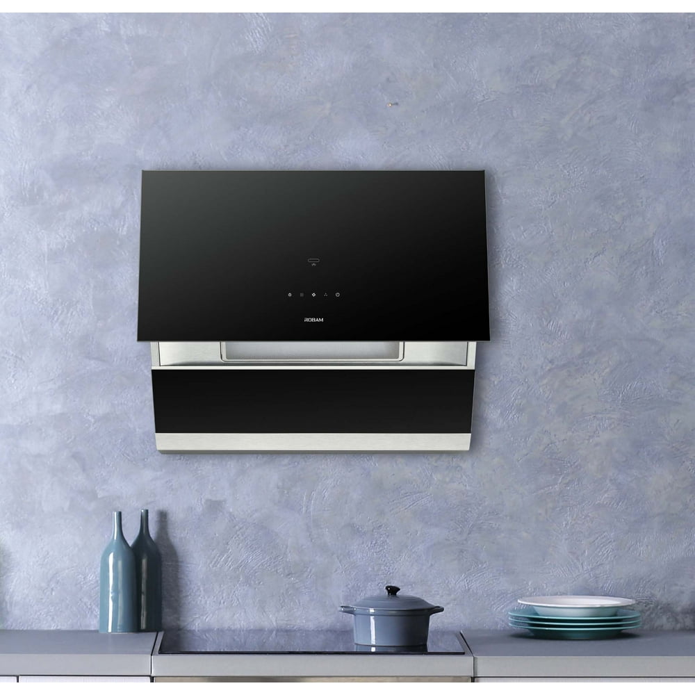 Robam 30” A671 Range Hood UNIQUE SLANTED BLACK GLASS DESIGN Under