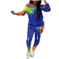 thumbnail image 2 of Kiplyki Wide Leg Pants Womens Loose Graffiti print off-shoulder plus size top and pants, 2 of 5