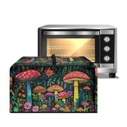 Whosucclay Mushroom Daisy Leaf Print Microwave Oven Dust Cover Heat-Resistant Microwave Dust Cover Case, Dustproof Protection for Toaster Oven, Air Fryer 20.9" x 15.7" x 12.4"inches-L