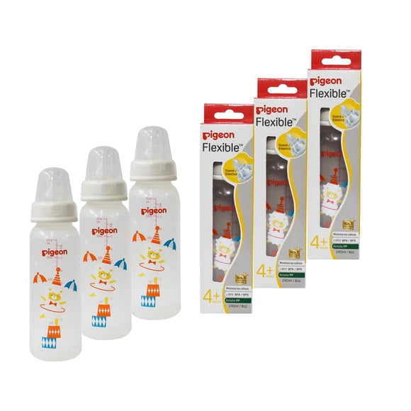 Pack 3 Biberones Pigeon Standard 240ml/8oz Decorado Oveja multicolor