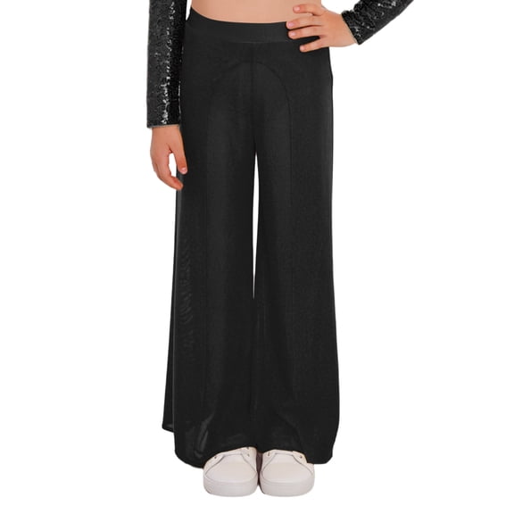 Haitryli Big Girls Lyrical Dance Clothes Dancing Trousers Wide-leg Pants Modern Jazz Dancewear Gymnastic Bottoms Black 6