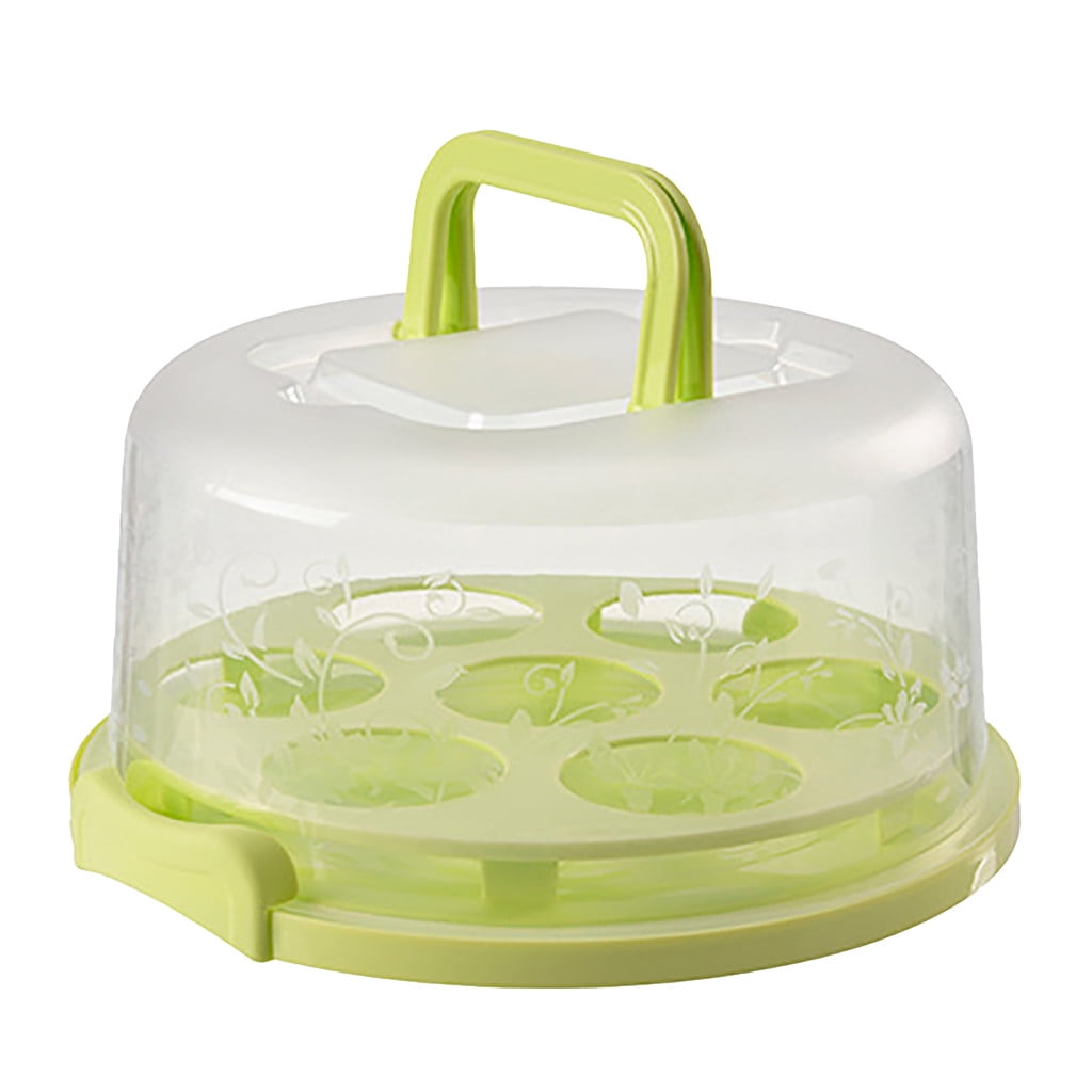 Werulen 2Pcs Portable Transparent Cake Carrier Box, Airtight Sealed Lid Anti-Odor Fresh Food Storage, Bento Snack Container for Picnic Party Travel, Reusable Plastic Dessert Keeper