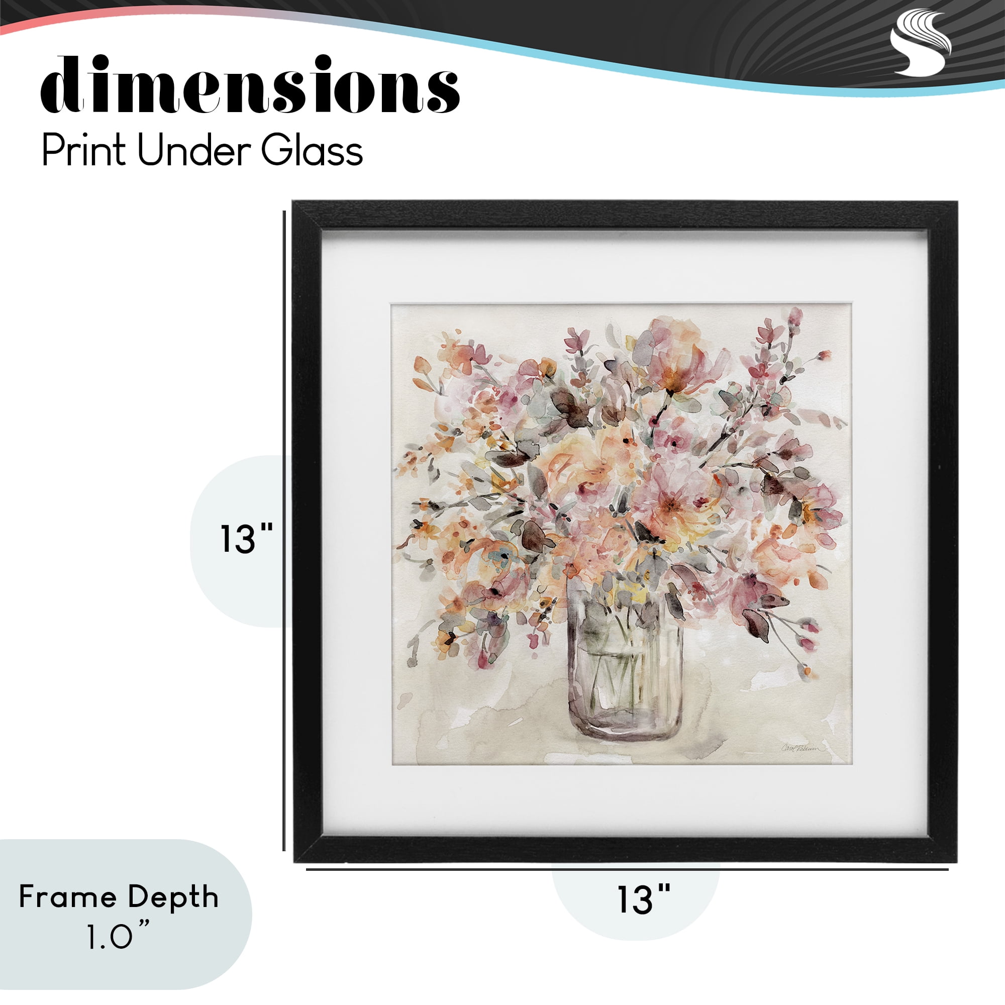 Stupell Industries Fluid Petals Watercolor Bouquet Black Framed Print Under Glass, design by Carol Robinson