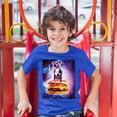 thumbnail image 3 of Tee Hunt Pit Bull Riding a Burger Flying Through Galaxy Youth T-Shirt Funny Pet Kids, Blue, Large, 3 of 5