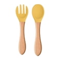 thumbnail image 1 of Baby Spoon Silicone Wooden Baby Feeding Spoon Accessories Kids Birthday Gifts, 1 of 6