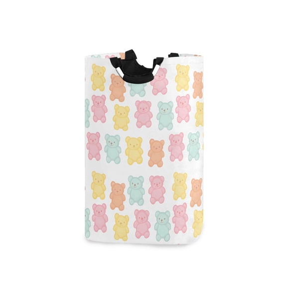 Yayeee Freestanding Laundry Hamper with Handle Collapsible Large Storage Basket for Clothes, Cute Gummy Bears Pattern