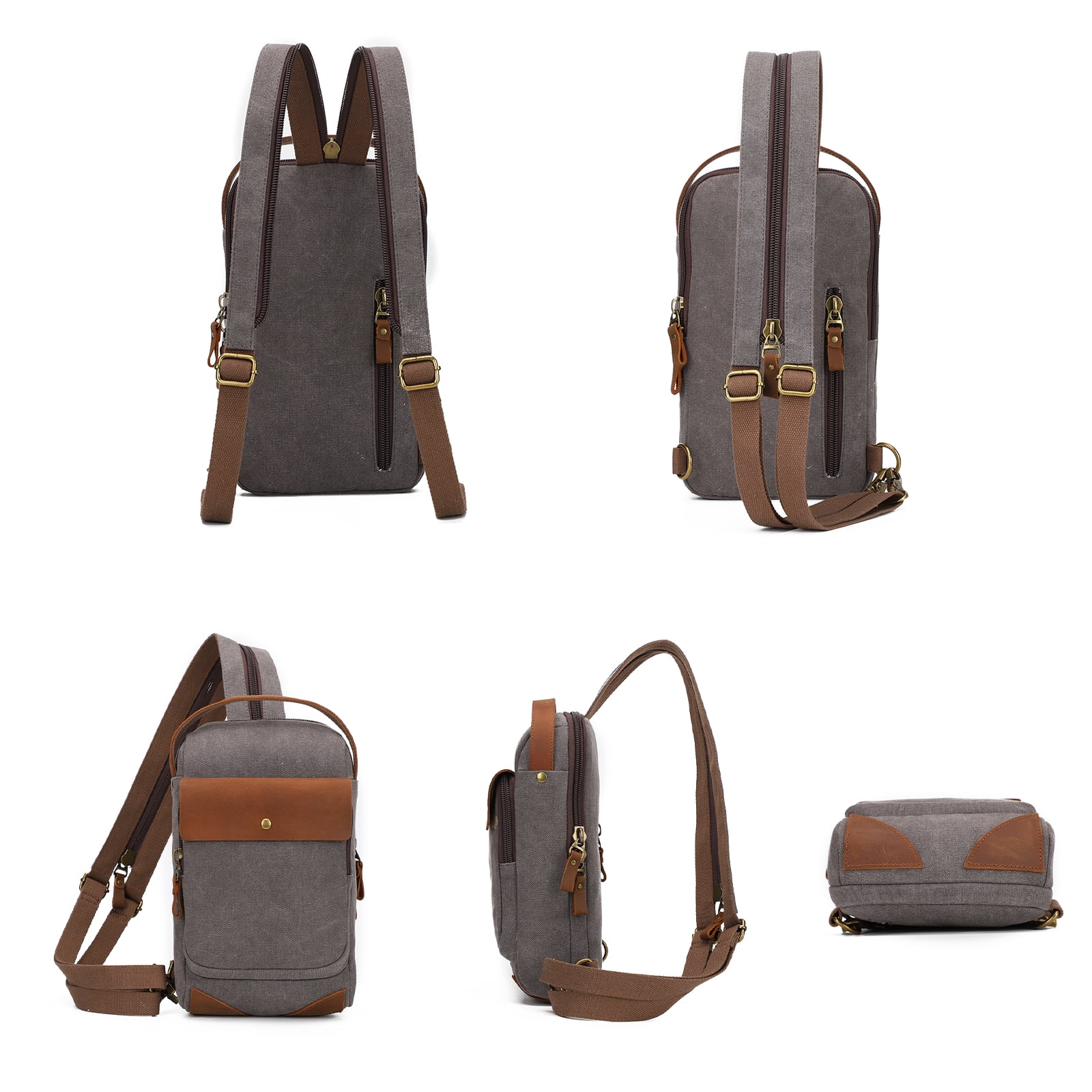 KL928 Canvas Sling Bag Crossbody Backpack Shoulder Casual Rucksack for Men Women