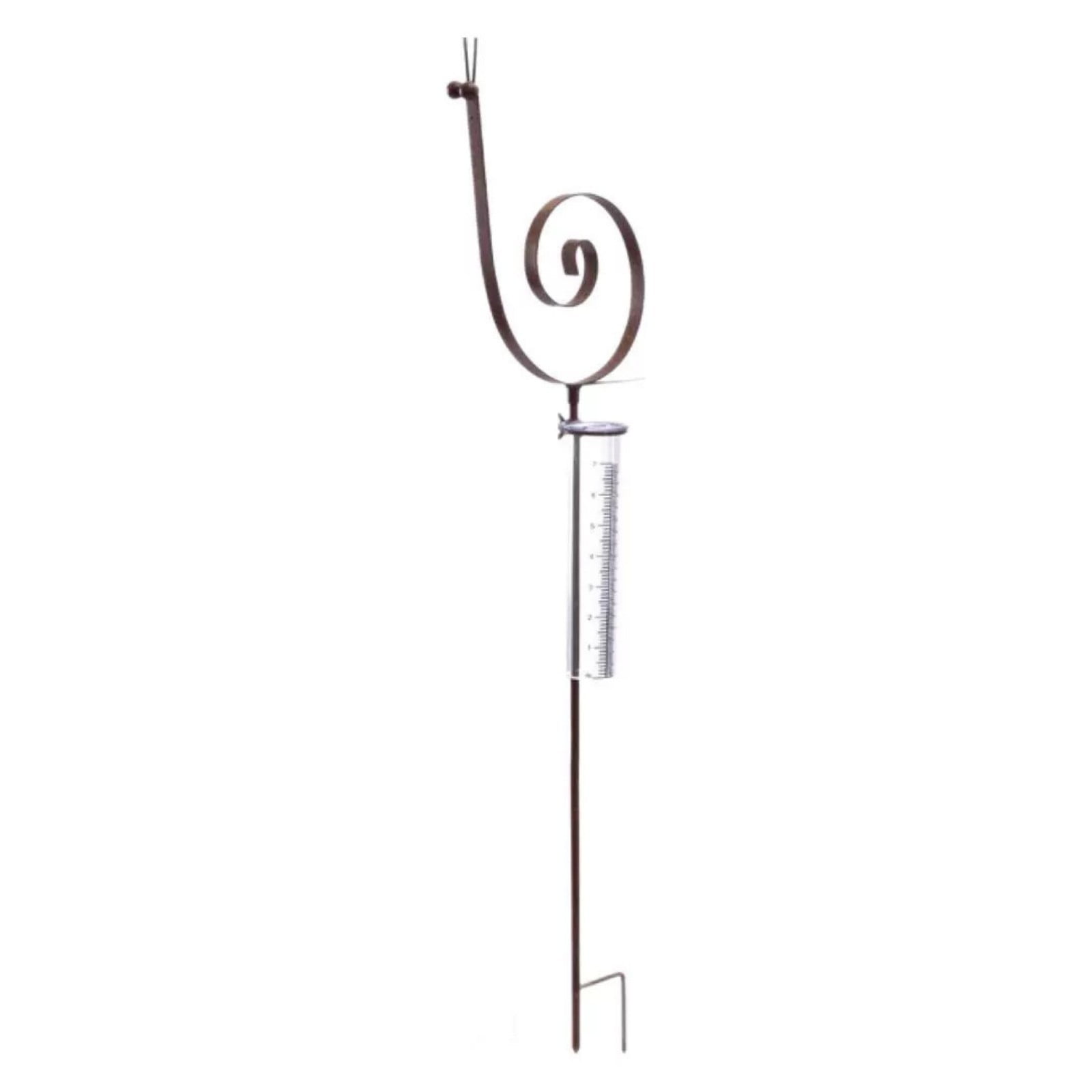 Rain Gauge Outdoor Glass Snail Decor, Metal Stake Yard Garden Rain Measurement Accurate Weather Monitoring Functional Decorative Tool for Landscape