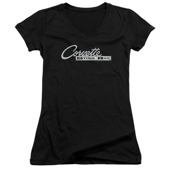 Chevrolet Chrome Stingray Logo Junior Women's T-Shirt V-Neck Black