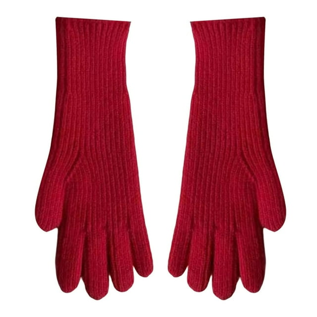CNKOO 1 Pair Women Gloves Knitted 2-Fingerless Touchscreen Stretchy Soft Wrist Hands Protection Solid Color Winter Thermal Women Motorcycle Riding Gloves for Outdoor