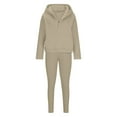 thumbnail image 4 of Hueook 2 Piece Sets For Women Dressy Women Sweat Suit Hoodie And Leggings Casual And Comfortable Sweatshirt 3 Piece Suit Khaki S, 4 of 6