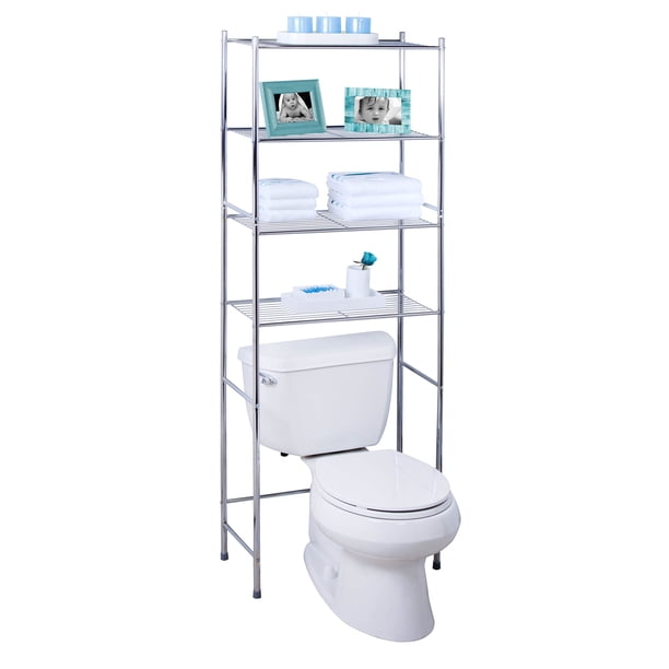 Estantería Honey-Can-Do de 4 niveles, cromada, 24,02 x 11,02 x 67,72 cm, que ahorra espacio