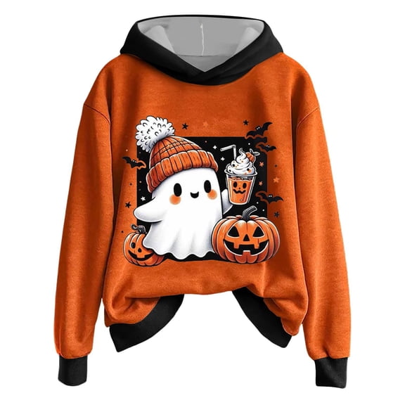 Certgust Womens Hoodie Under $15 Ladies Casual Halloween Hoodie Printed Pullover with Long Sleeved Sweatshirt for Cozy Fall Wear