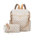 thumbnail image 4 of Bolsa de piel sintética Makes para mujer diseño convertible con bolso 2 piezas Beige-3j3l L, 4 of 5