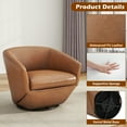 thumbnail image 6 of UIXE Swivel Barrel Accent Chair PU Leather Club Chair Upholstered Armchair for Living Room Modern Round Arm Chair, Brown, 6 of 6