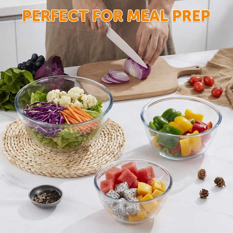 Vesteel 3-Piece Glass Mixing Bowl Set, Clear photo 5