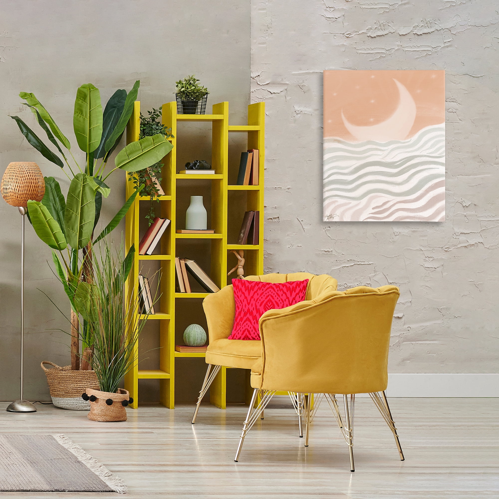 Stupell Industries Crescent Moon over Sea Landscape & Nature Painting Wrapped Canvas Art Print Wall Art, 24 x 30