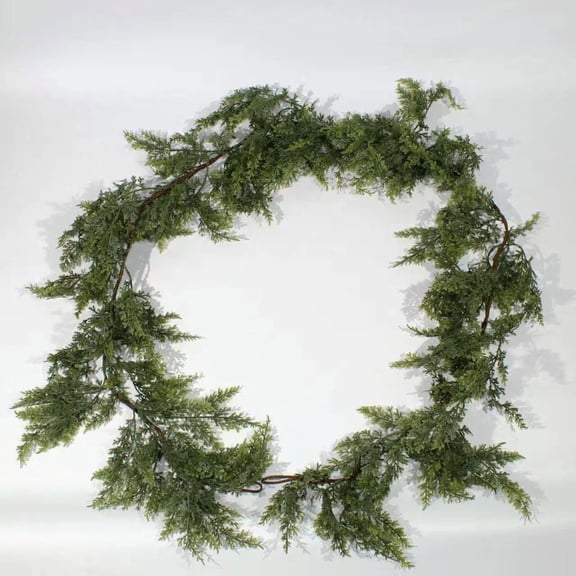 6FT Christmas Cedar Garland with 60 Pine Branches, Christmas Artificial Faux Norfolk Pine Garland Artificial Greenery for Fireplace, Table, Mantle, Wall, Indoor, Outdoor,Home Decorations