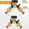 thumbnail image 3 of 3/4” Brass Y-Splitter Faucet Connector – Dual Shut-Off Valves for Garden Hose, Appliances & Water Filters | Heavy-Duty BSP Thread Coupling, 3 of 9