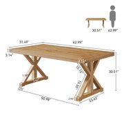 Finmind 63 Solid Wood Executive Desk, Large Simple Writing Study Table for Home Office, Brown