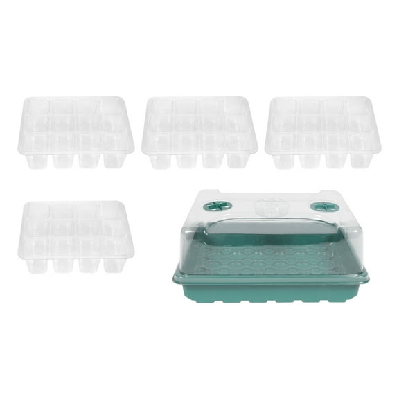 Green PP Plant Germination Box with 12-hole Plates for Home Gardening Nursery 1 Set