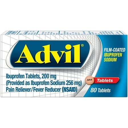 Advil Film Coated Tablets Pain Reliever and Fever Reducer, Ibuprofen 200Mg, 80 Count, Fast-Acting Formula for Headache Relief, Toothache Pain Relief and Arthritis Pain Relief