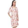 thumbnail image 6 of Bimba Short Sleeve Floral Print Off White Sleepshirt Women's Sleepwear Dress - 28, 6 of 9