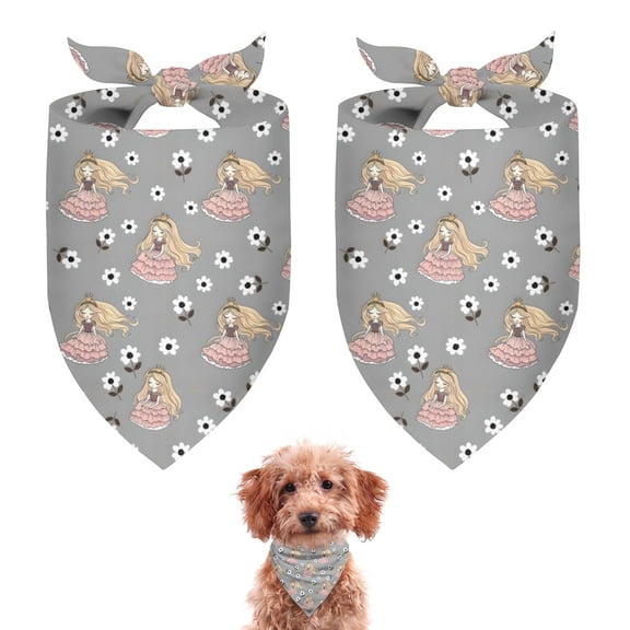 Dog Bandana 2 Pack,Flower Princess Pattern Bandanas for Dogs,Cat Bandana,Small/ Large Dog Bandana 2 Size,Dog Bandanas