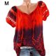 thumbnail image 1 of Blusa Camisa estampada de manga corta con cuello en V Blusa suelta Mujer Top de verano, Rojo, M Noticed AP001925-10, 1 of 7