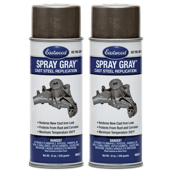Eastwood Acrylic Spray Gray Detail Lacquer Anti Corrosion Cast Iron Look Paint Aerosol 12 Oz. 2 Pack
