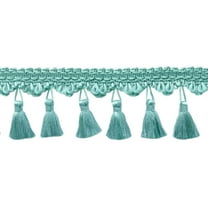 2 1/4" (5.5cm) Elegant Scalloped Tassel Fringe Trim # TFSS0225,, Aquatic Blue #M17 (Light Teal Blue) Sold By The Yard (36"/3 ft/0.9m)