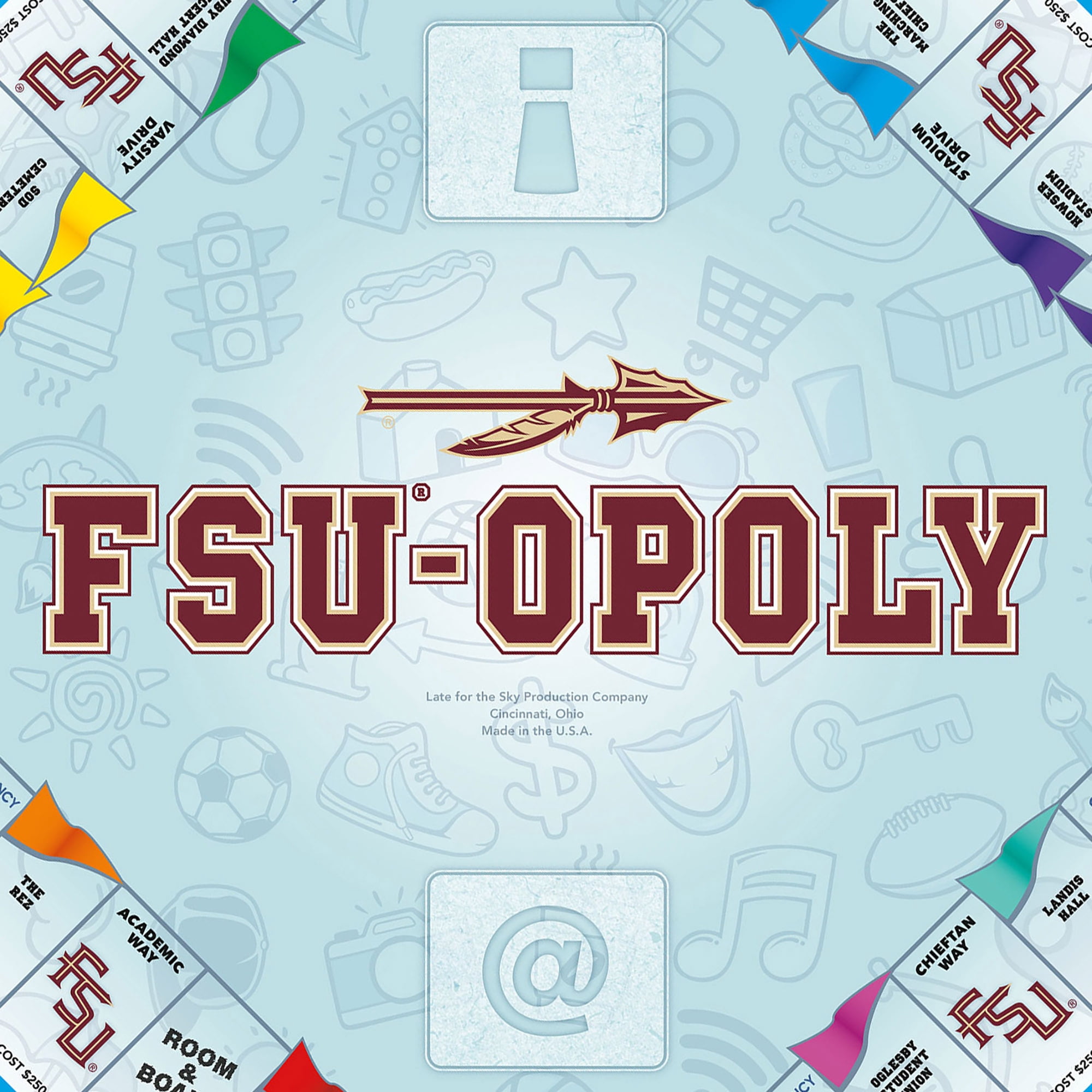Late For The Sky: FSU-Opoly - Florida State University Themed Family Board Game, Opoly-Style, Traditional Play Or 1 Hr Version, Ages 8+, 2-6 Players