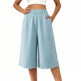 thumbnail image 5 of Noric Women's Plus Size Capri Pants Casual Wide Leg Casual Flowy Culottes Summer Lounge Beach Pants with Pockets, 5 of 7