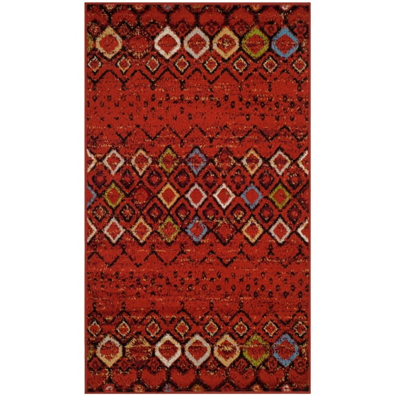 SAFAVIEH Amsterdam Gladwin Geometric Area Rug, Terracotta/Multi, 3' x 5'