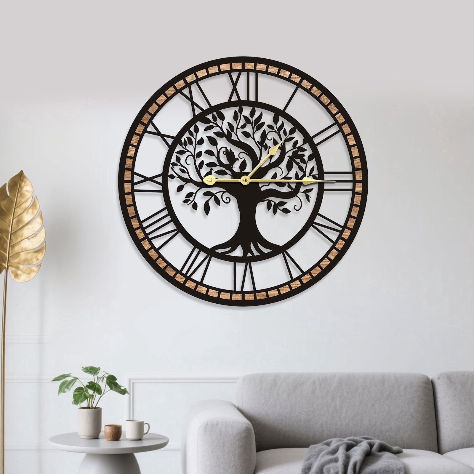 kolowko 16 in Tree of Life Wall Clock,Large Wall Clock for Living Room,Silent No Ticking Battery Operated,Suitable for Bedrooms and Corridor(40cm)
