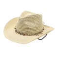 thumbnail image 5 of OOOUM Breathable Cowboy Hat For Men Women Western Style Beaded Band Straw Sun Hat Festival Outdoor Vacation Cowgirl Hat Beige, 5 of 5