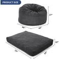 thumbnail image 3 of Giant convertible corduroy bean bag chair cama - washable cover, dark gris, suitable para adults as a floor sofa, 3 of 7