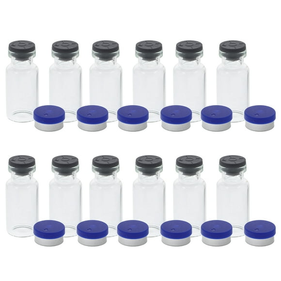 12 Uds viales de vidrio pequeñas botellas de almacenamiento de vidrio viales de muestra líquida vial de polvo con tapas 3ml