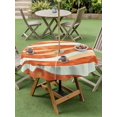 thumbnail image 5 of Outdoor Tablecloth with Umbrella Hole, Burnt Orange Waves Spillproof Waterproof Outdoor Table Cover, Ombre Sea Ripples Shabby Beach Patio Tablecloths for Party/Garden/Picnic, Round 54 inch, 5 of 9