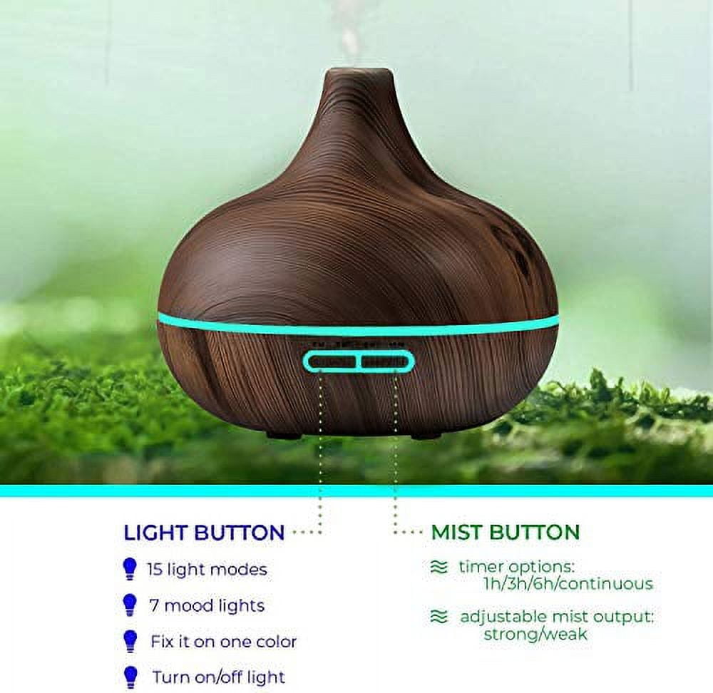 Ultimate Aromatherapy Diffuser & Essential Oil Set - Ultrasonic Diffuser &  Top 10 Essential Oils - 300ml Diffuser with 4 Timer & 7 Ambient Light  Settings - Therapeutic Grade Essential Oils - Dark Oak…