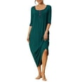 thumbnail image 2 of INSPIRE CHIC Women's Nightgown Lounge Long Dress Soft Nightshirt Sleepwear Pajamas with Pockets M Green, 2 of 5