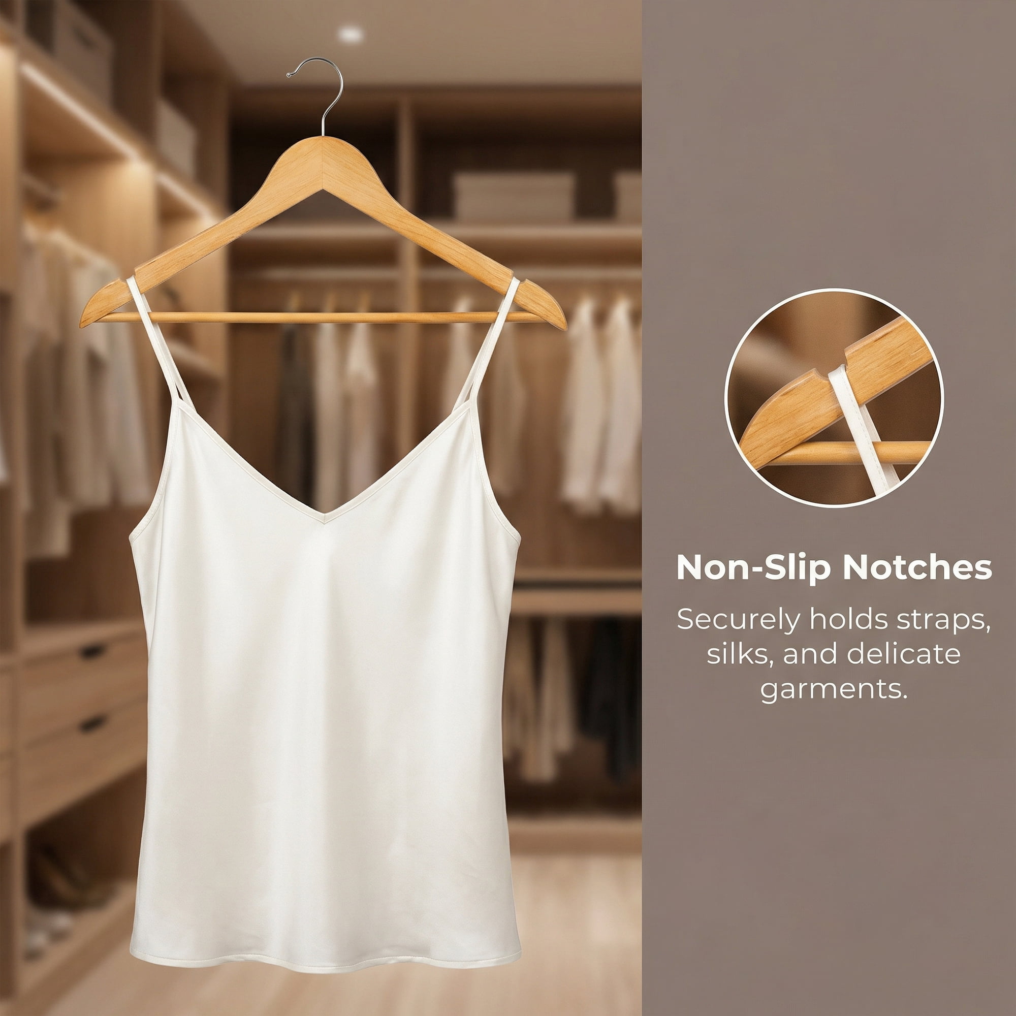 Unique Bargains 2Pcs Wood Durable Space Saving Home Clothes Hangers Natural
