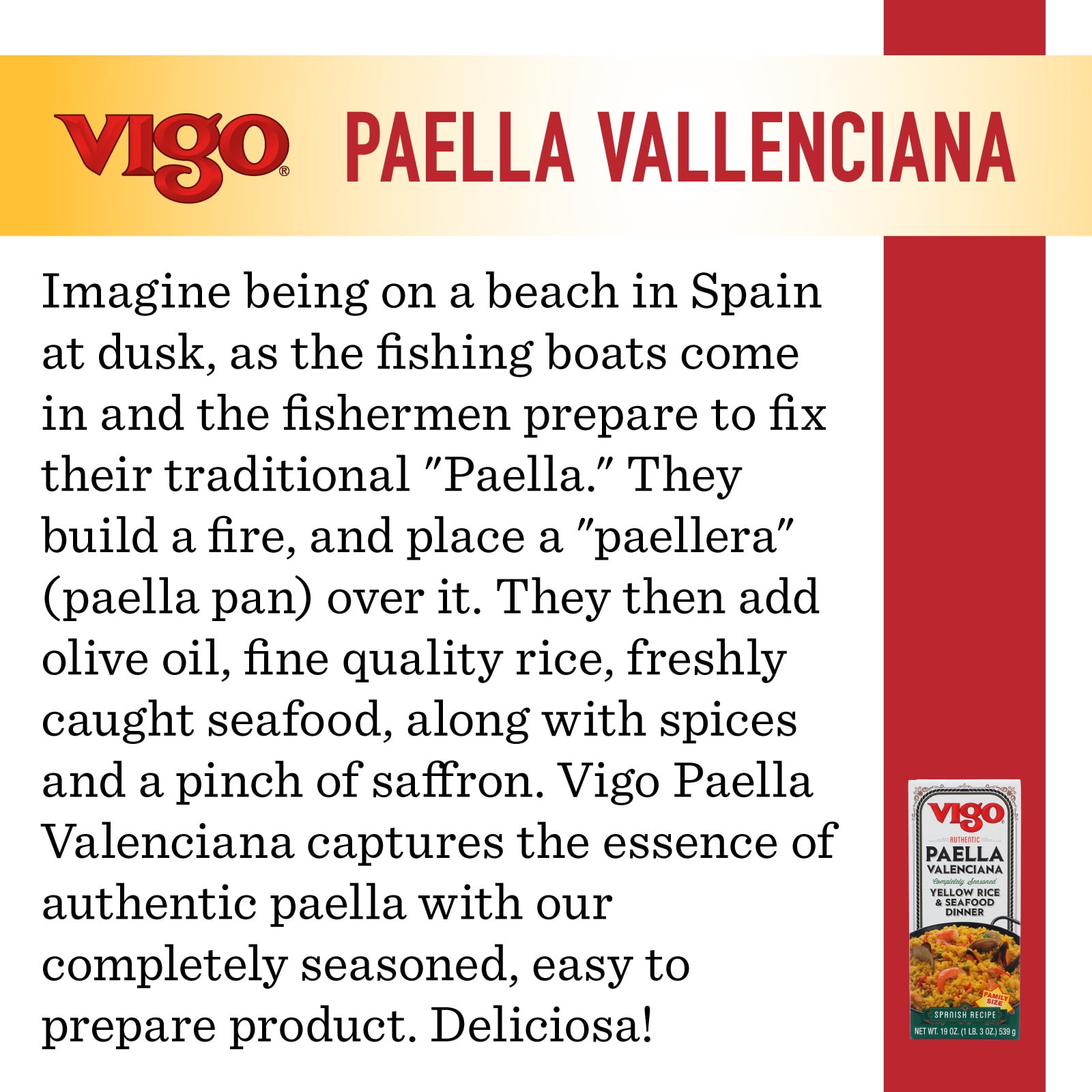 Vigo Paella Valenciana Yellow Rice & Seafood Dinner, 19 oz.