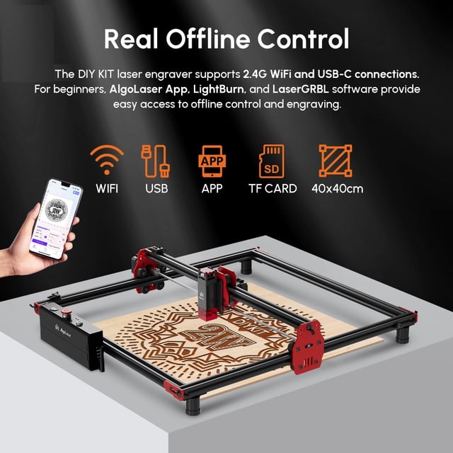 Algol/aser L/aser Engraving Cutting Machine Leather Acrylic Mark DIY KIT 40*40CM Mini Table Woodworking Tools CNC Engraver Printer