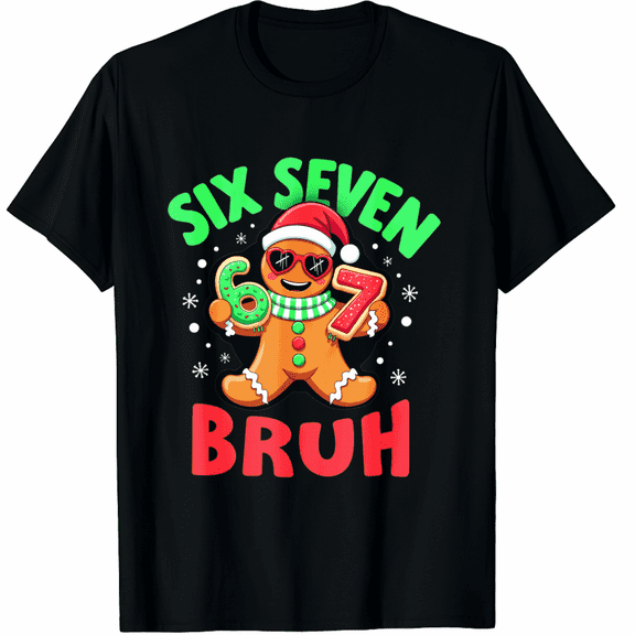 67 Christmas 6 7 Meme Gingerbread Man Xmas Pajamas Holiday T-Shirt for Men and Women