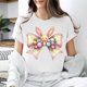 thumbnail image 5 of Camiseta de Cuello Redondo de Manga Corta de la Mujer, Top de Moda para Invierno Y Primavera Impresa de Navidad Casual 3/4, 5 of 7