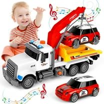Huge Wave Large Tow Truck Toys for 3-8 Year Boys, Transport Truck with Loading Crane, Lights and Sounds Vehicles Toy Birthday Gift for Toddlers Kids