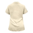thumbnail image 4 of Baqcunre Womens Blouses Fashion Women'S Solid Linen Casual Loose Short Sleeve Button Shirt Women'S Tops Shirts For Women Beige 5XL, 4 of 6